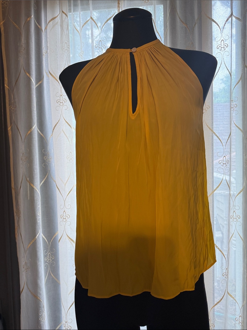 Ramy Brook Mustard Halter Keyhole Silk Camisoleo
